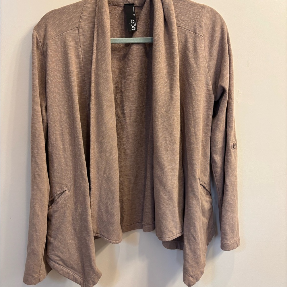 bobi Taupe Open-Front Cardigan